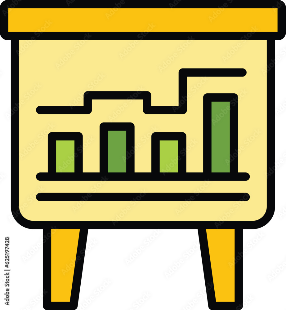 Poster data banner icon outline vector. analysis chart. finance dashboard color flat