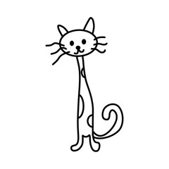 cat cartoon vector 13 Outline line Cute and funny cats doodle. Cartoon cat or kitten characters design collection Minimal cat drawing. Set of purebred pet animals isolated on transparent background.