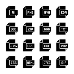 File Formats Icons Glyph Style for Any Purpose