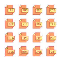 File Formats Icons Filled Outline Style for Any Purpose