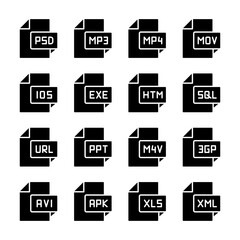 File Formats Icons Glyph Style for Any Purpose