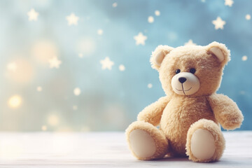 Cute brown teddy bear. Generative AI.