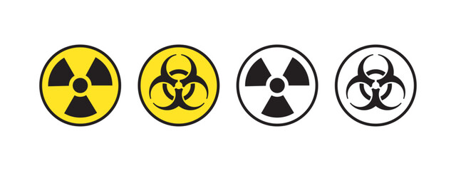 Round radiation and biohazard icons. Radiation signs. Warning sign. Vector scalable graphics - obrazy, fototapety, plakaty
