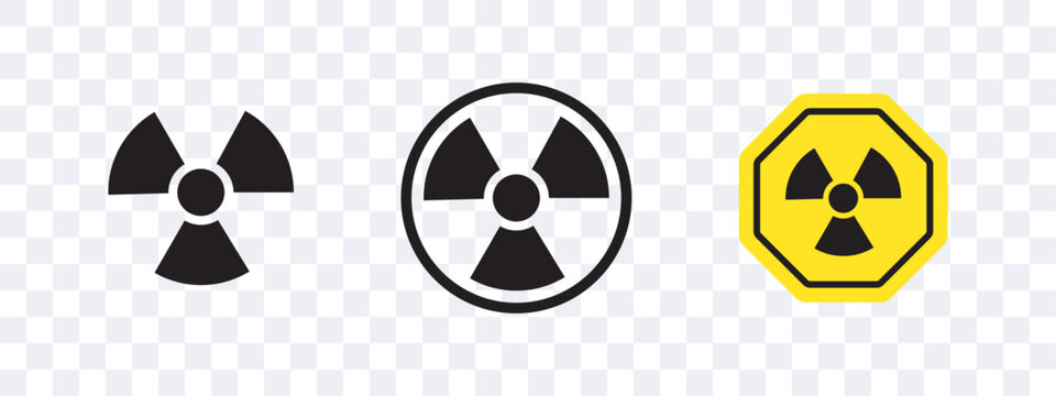 Radiation signs. Warning sign. Caution signs on transparent background. Vector scalable graphics