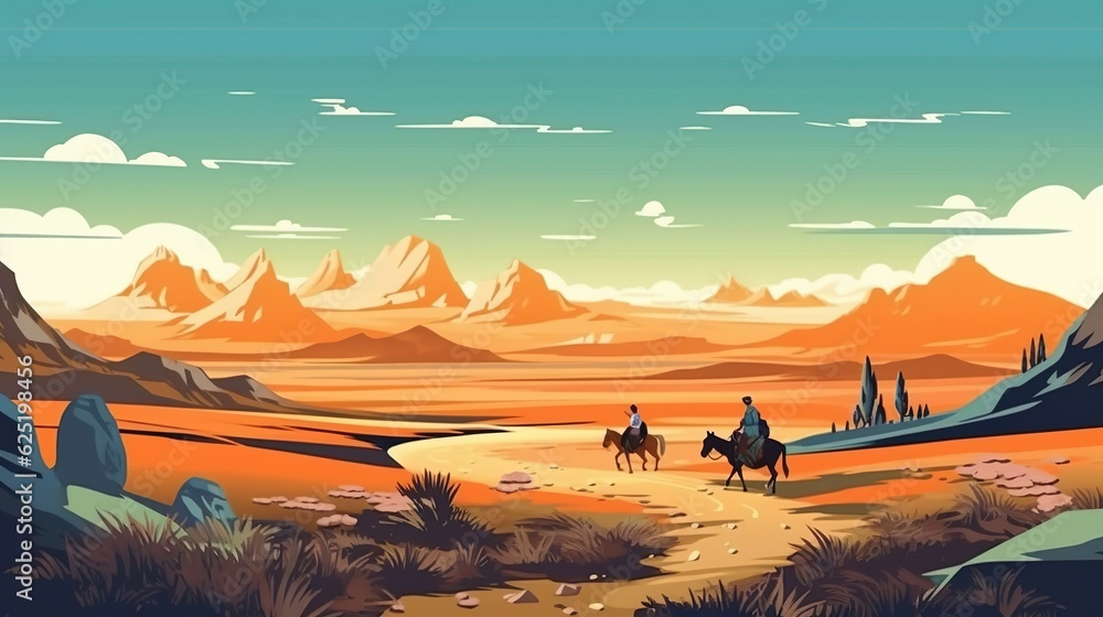Poster Abstract background Mongol empire. Illustration that portrays the might and conquests of the Mongol Empire in history. Generative AI.