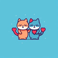 cute cats together mascot cartoon