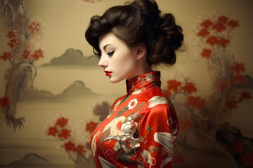 Cheongsam Chinese dress. generative ai