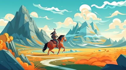 Abstract background Mongol empire. Capturing the essence of the Mongol Empire through an intricate and nature power illustration. Generative AI.