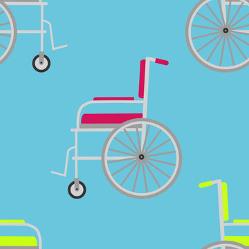 Vector seamless pattern with wheelchair for disabled