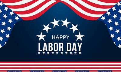 Happy Labor Day poster template. USA Labor Day celebration with American flag banner
