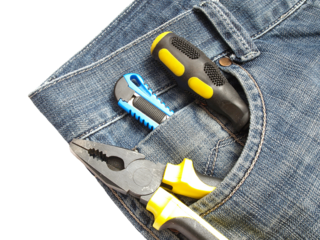 Jeans with tools isolated