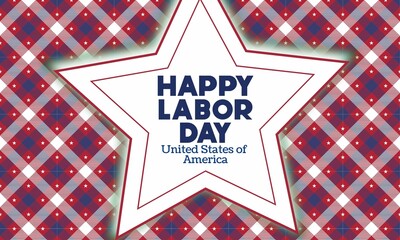 Happy Labor Day poster template. USA Labor Day celebration with American flag banner