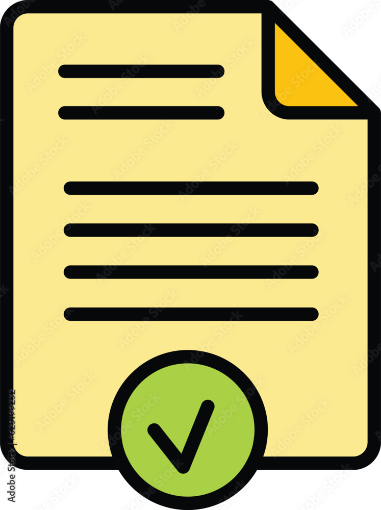 Aufkleber approved paper icon outline vector. document check. stamp form color flat