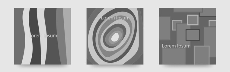 年輪や四角の抽象的デザイン　アースカラー正方形カード