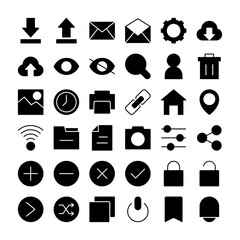 User Interface Icons Glyph Style for Any Purpose