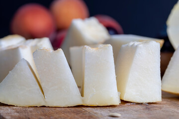 Ripe delicious melon during dessert cooking