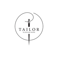 Tailor logo template design with needle and thread concept.Logo for tailor,clothing,boutique.