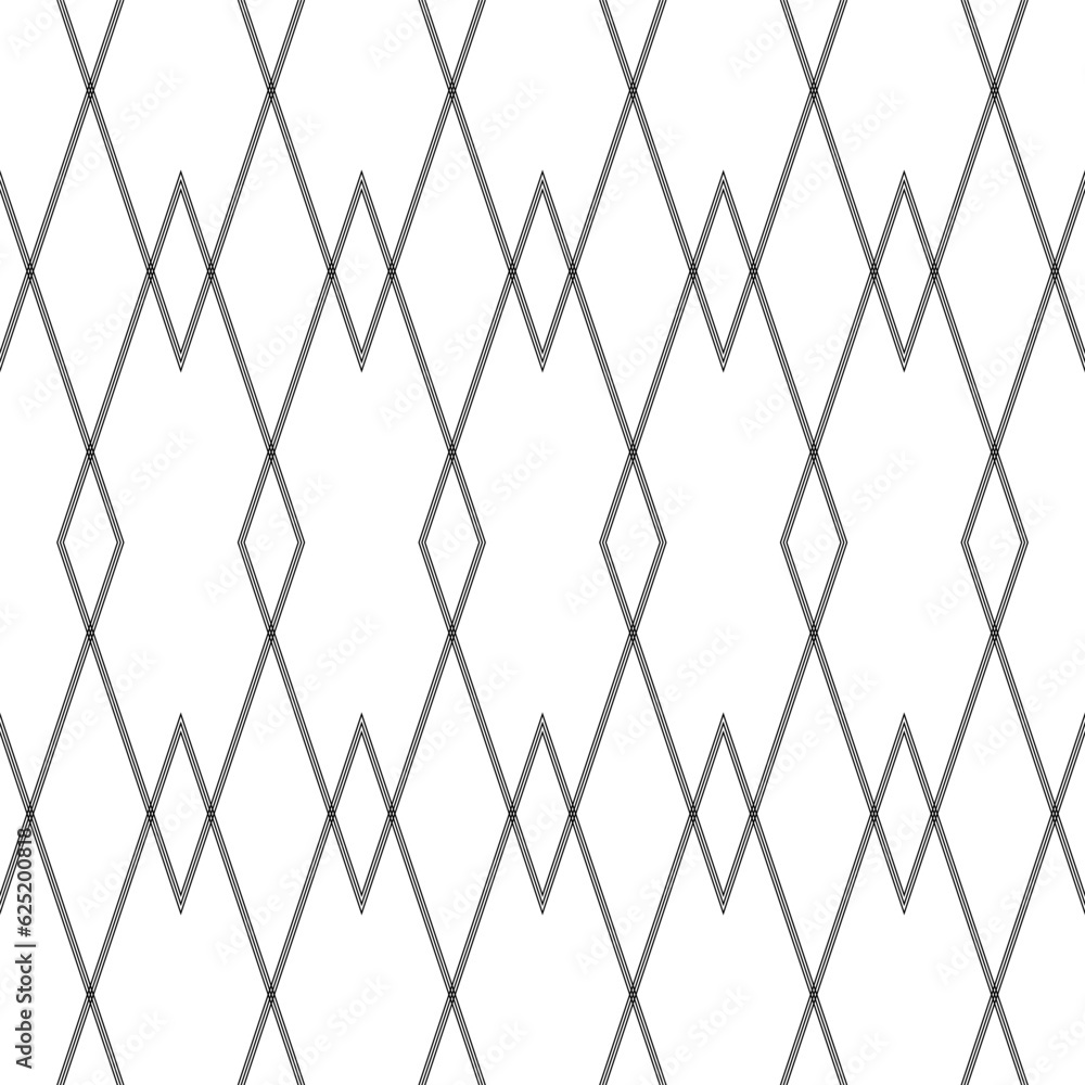 Wall mural Seamless geometric ornament of thin black lines forming rhombuses on a transparent background