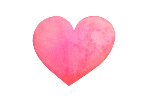 pink neat watercolor heart on a transparent background. Cute  clipart hand drawn illustration. Concept - romantic relationship, Love, Valentine's Day, life, art