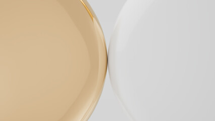 3d Abstract white and gold circle. Beauty fashion white background. 3d rendering