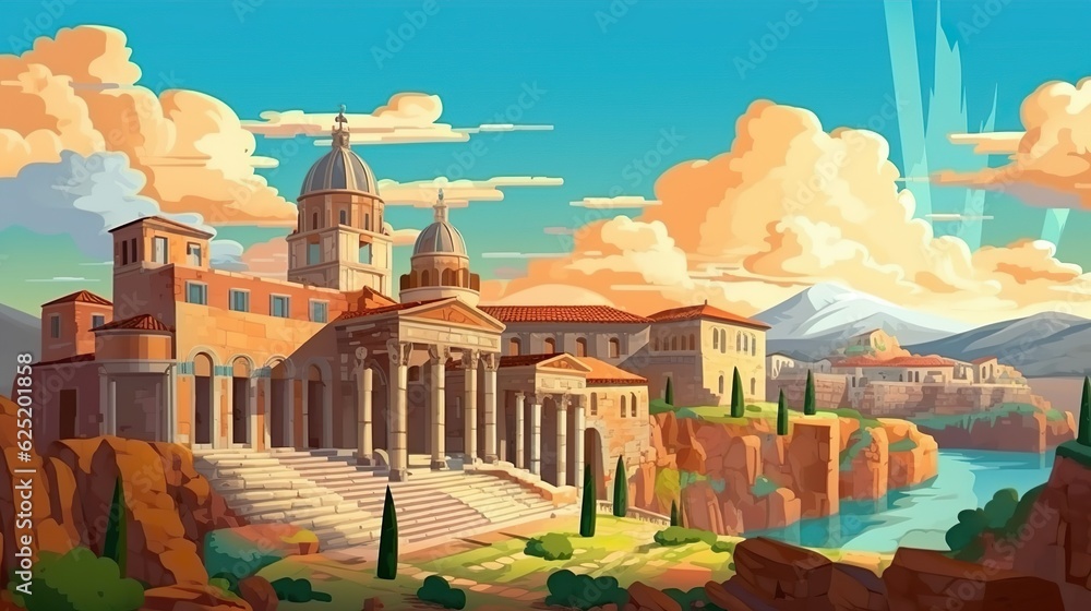 Poster abstract background roman architecture. a visually appealing design with an intricately detailed ill