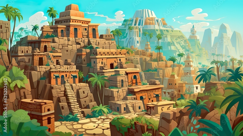 Poster abstract background maya ancestors. a visually striking banner design featuring an intricate illustr