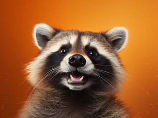 Funny Raccoon Portrait, A Beautiful and Cute Young Mammal in its Natural Habitat, Generative AI