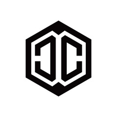 D C hexagon letter logo