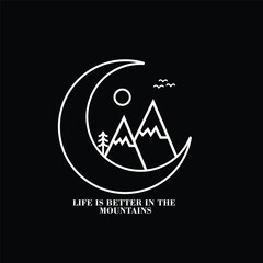 Mountain and Camping Life illustration, outdoor adventure , Vector graphic for t shirt and other uses.