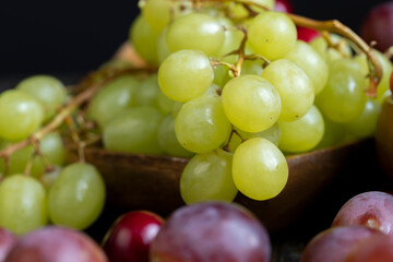 Large ripe grapes on the table