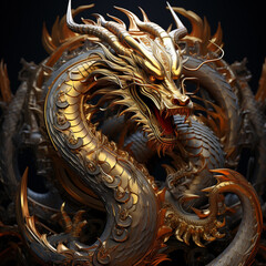 Chinese dragon head. generative ai