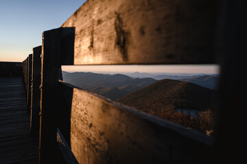 Framing nature with architecture during sunrise over the mountains