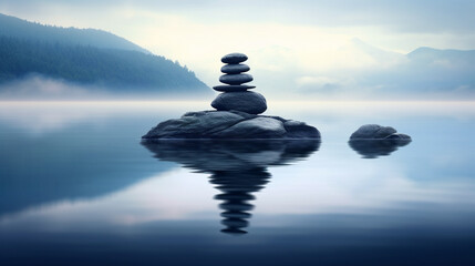 Obraz na płótnie Canvas zen stones on the beach HD 8K wallpaper Stock Photographic Image 