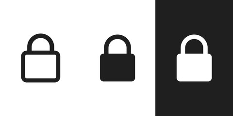 Flat simple lock padlock icon in 3 form background