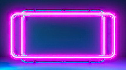 A neon frame in the shape of a square. Generative AI.