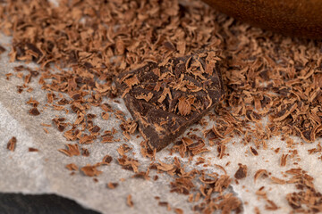 a large amount of finely crumbled milk chocolate