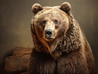 Ursus Portrait, A Majestic Illustration of a Dangerous Grizzly Bear, Generative AI