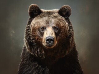 Ursus Portrait, A Majestic Illustration of a Dangerous Grizzly Bear, Generative AI