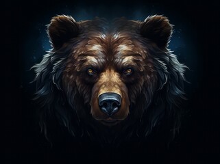 Ursus Portrait, A Majestic Illustration of a Dangerous Grizzly Bear.