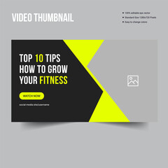 Body fitness social media web banner and youtube thumbnail design, editable vector eps 10 file format