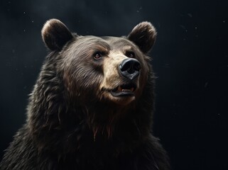 Ursus Portrait, A Majestic Illustration of a Dangerous Grizzly Bear, Generative AI