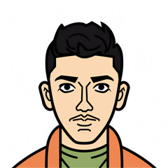 Obraz premium Bold Line Quirky Man minimal Avatar on white background