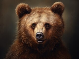 Ursus Portrait, A Majestic Illustration of a Dangerous Grizzly Bear, Generative AI