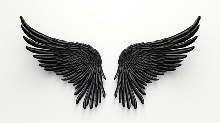 Obraz premium Black wing isolated on white background