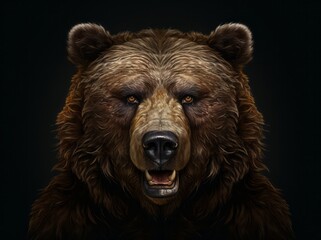 Fototapeta premium Ursus Portrait, A Majestic Illustration of a Dangerous Grizzly Bear, Generative AI