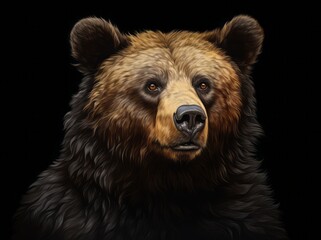 Ursus Portrait, A Majestic Illustration of a Dangerous Grizzly Bear, Generative AI