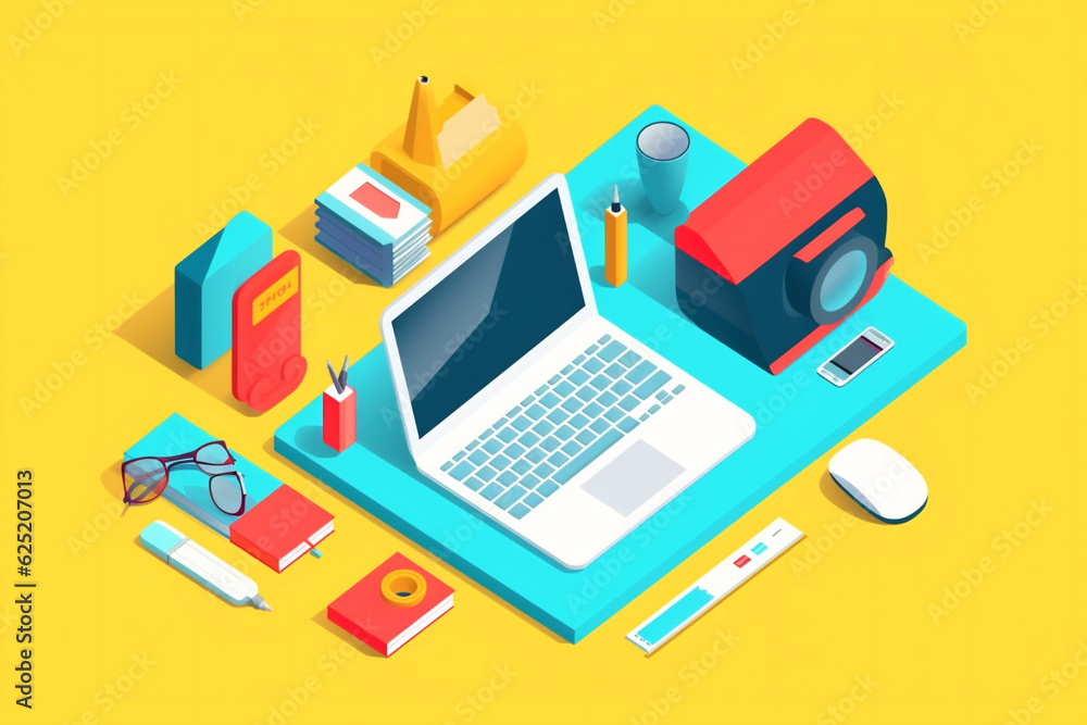 Poster desktop business gadget design web technology background laptop computer colours concept. generative