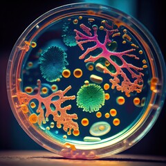 Viruses and bacteria, Microscope images of various viruses and bacteria.