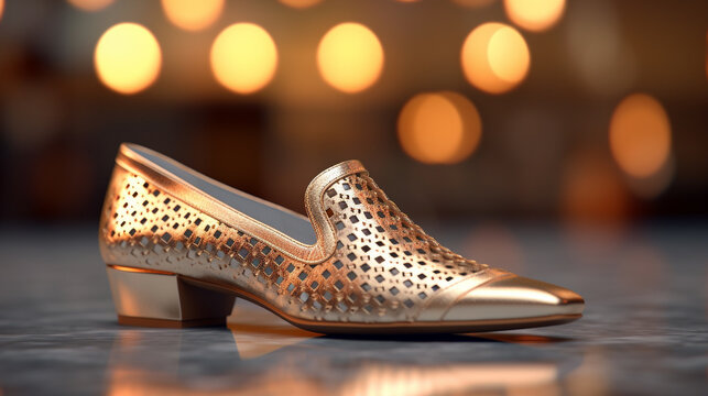 golden shoes HD 8K wallpaper Stock Photographic Image
