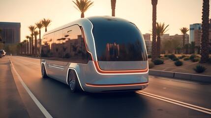 futuristic self-driving electric bus  high technology